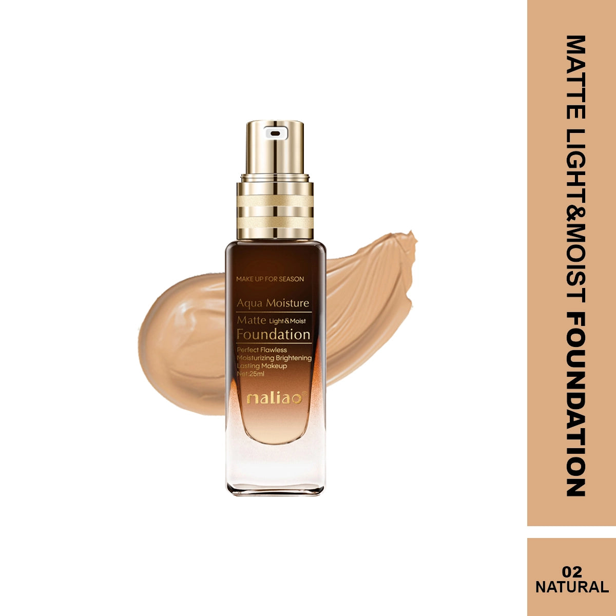 Maliao Aqua Moisture Matte Light & Moist Foundation - Hydrating Matte Finish